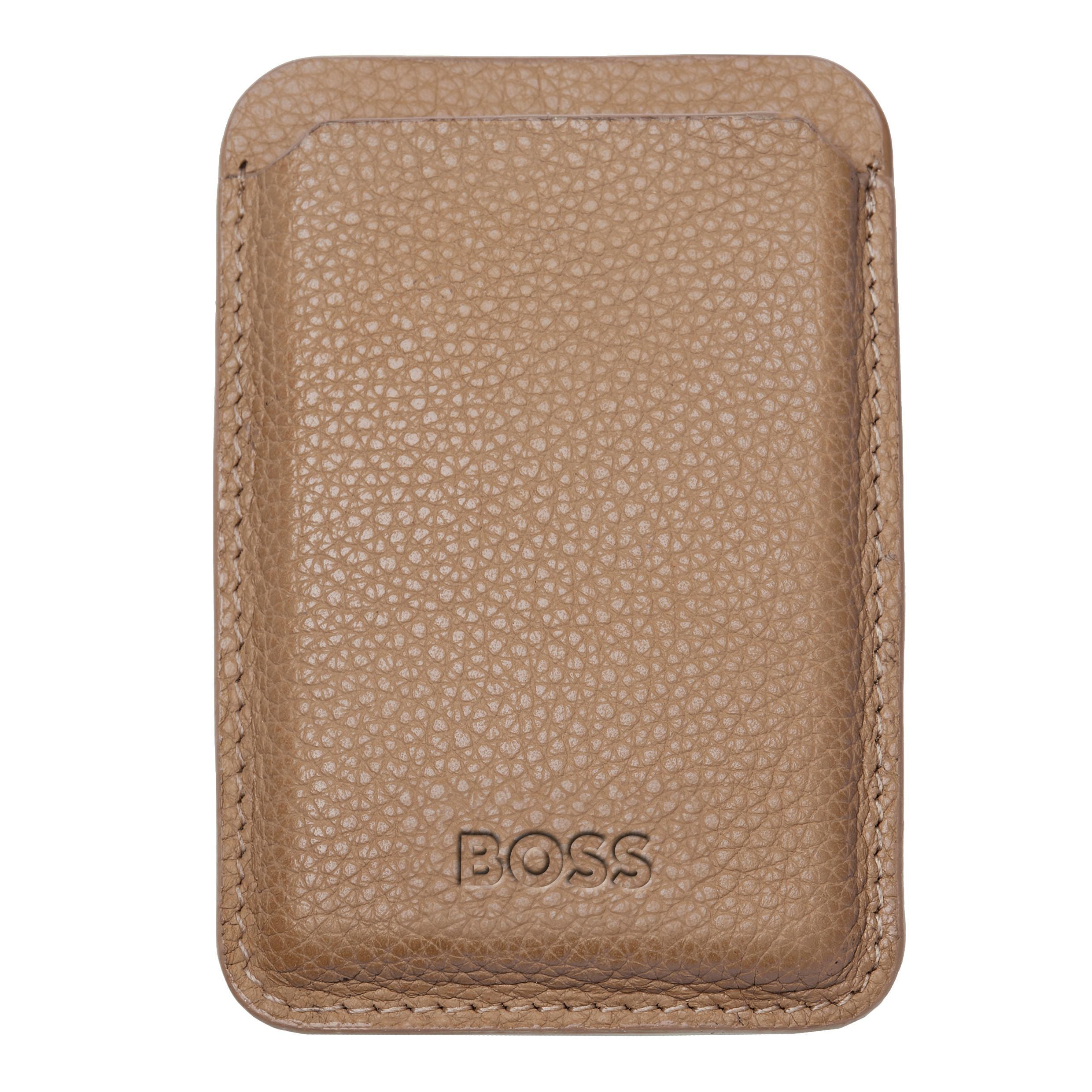 Hugo Boss Classic Grained Camel Card Holder with Magnet Mobile