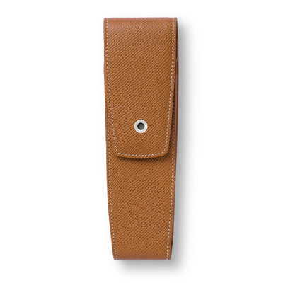 Estuche magnético Graf von Faber-Castell en piel Epsom marrón coñac para 2 bolígrafos 