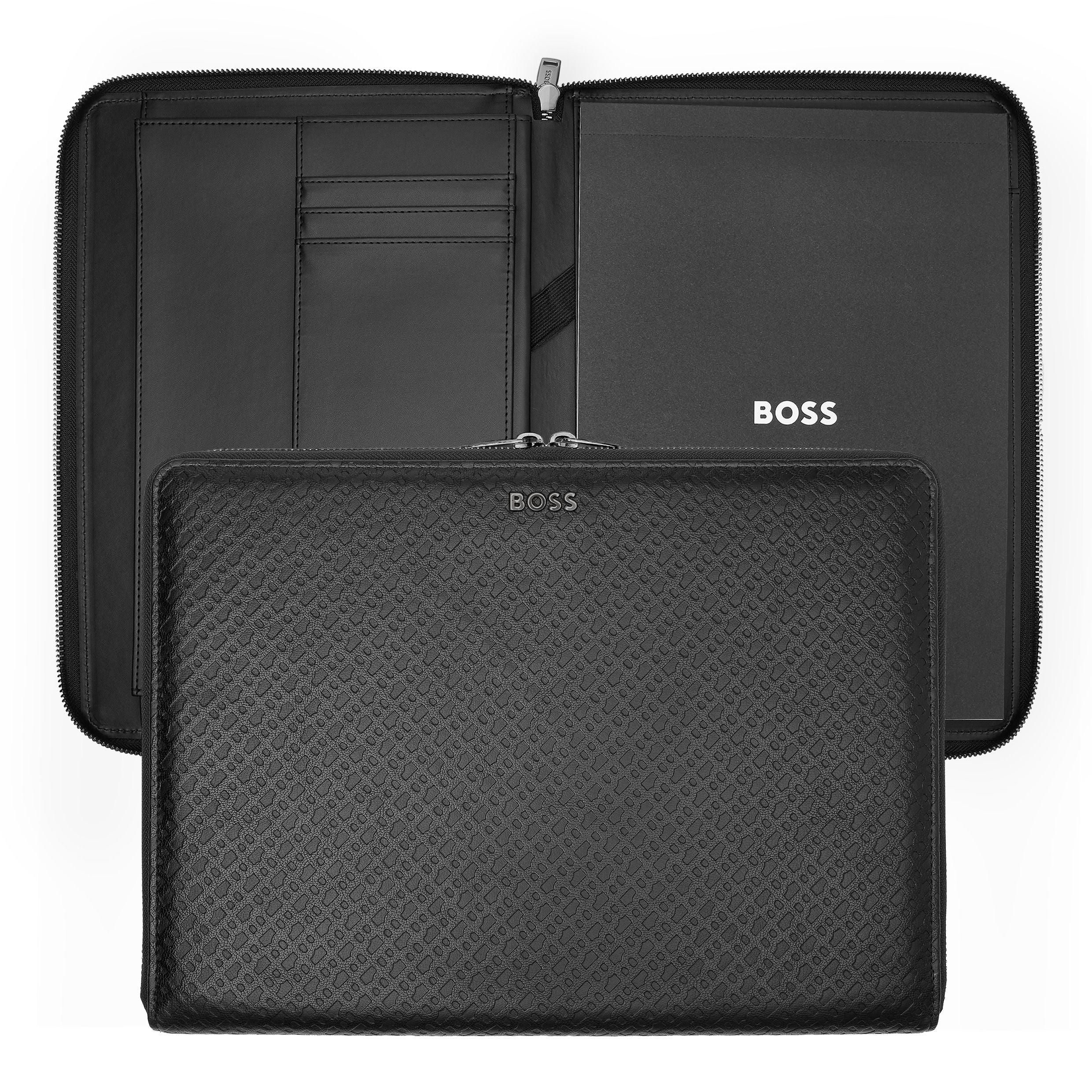 HUGO BOSS Monogram Folder M Black - Porte-documents Élégant En Polyuréthane