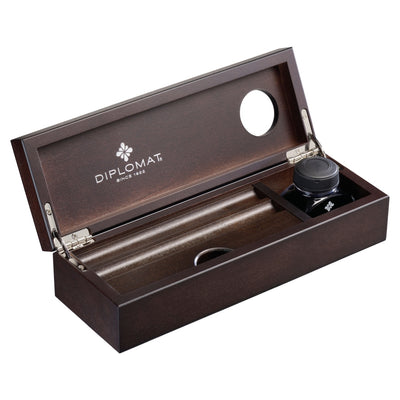 Diplomat Schreibtischzubehör aus Holz, Wenge, mit Tintenflasche