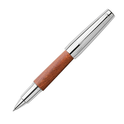 Faber-Castell e-motion Tintenroller, Holz und poliertes Chrom, Braun