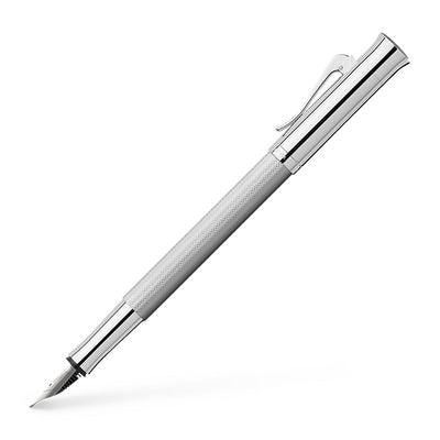 Pluma estilográfica Graf von Faber-Castell Guilloche rodio, plumín de oro de 18 quilates