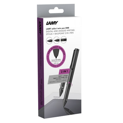 Bolígrafo LAMY Safari Twin, totalmente negro, EMR, escritura digital PC/EL 644
