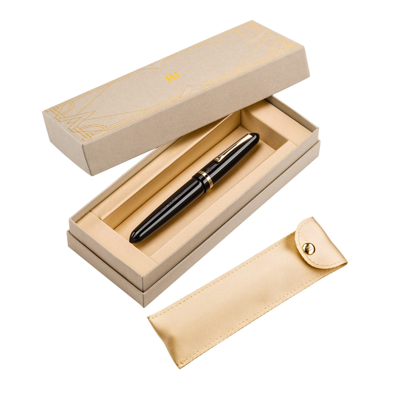 Montegrappa Venetia Black Fountain Pen - 14K Gold Flex Nib