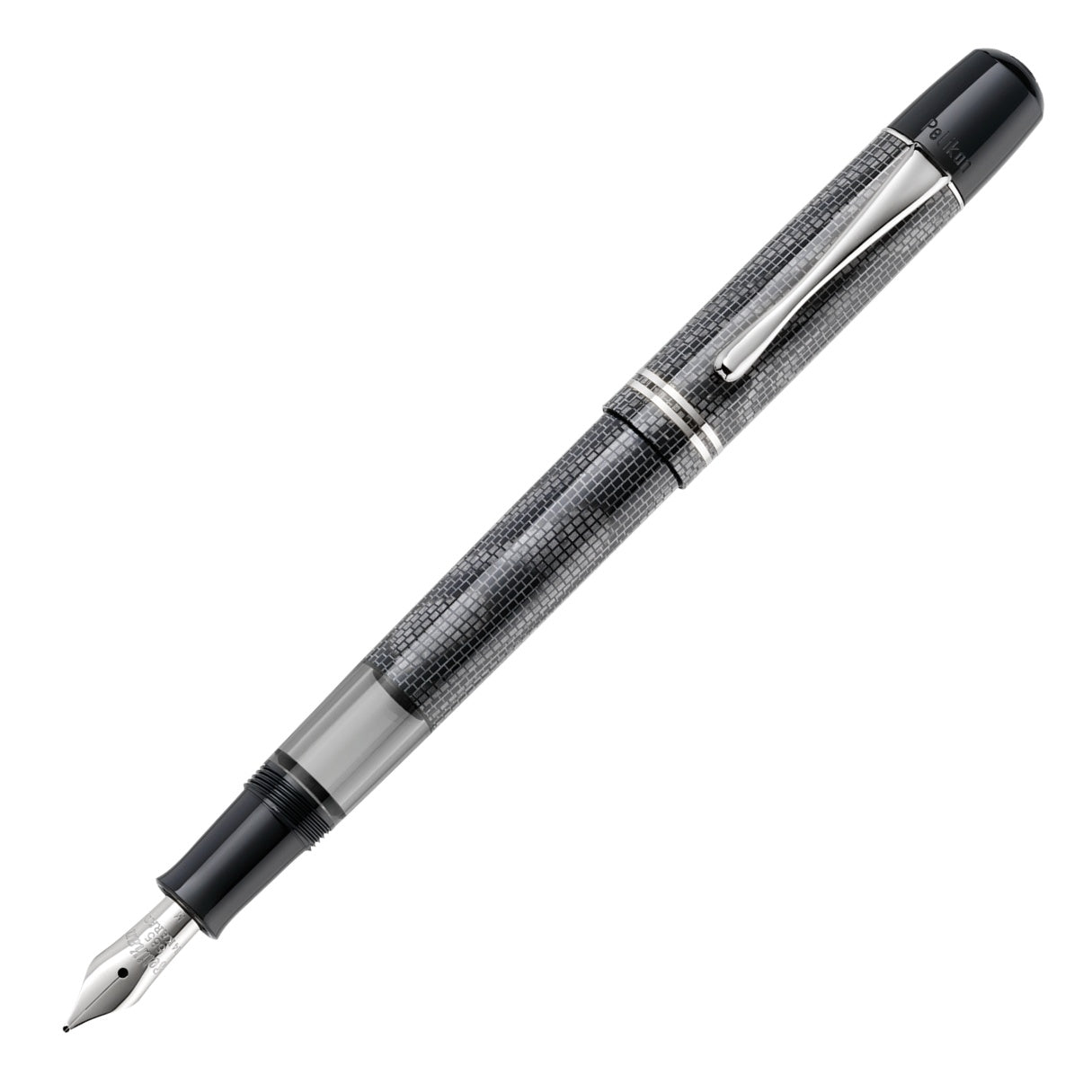 Pelikan Special Edition Kolbenfüllhalter M101N Grau-Blau – Mit M-Feder, Inkl. Tinte 4001 Königsblau Im Historischen Design